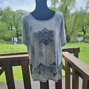 Elegant Blue and White Women's Top